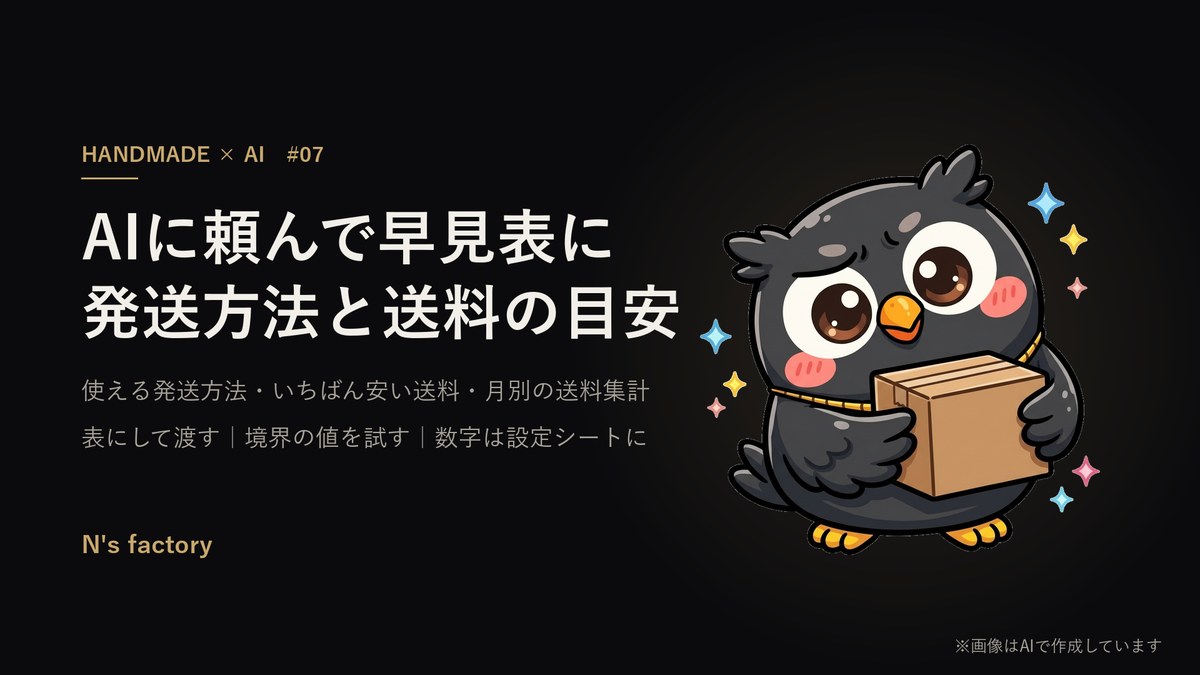 第7弾 発送と送料 の見出し画像(案内役の黒いフクロウ)
