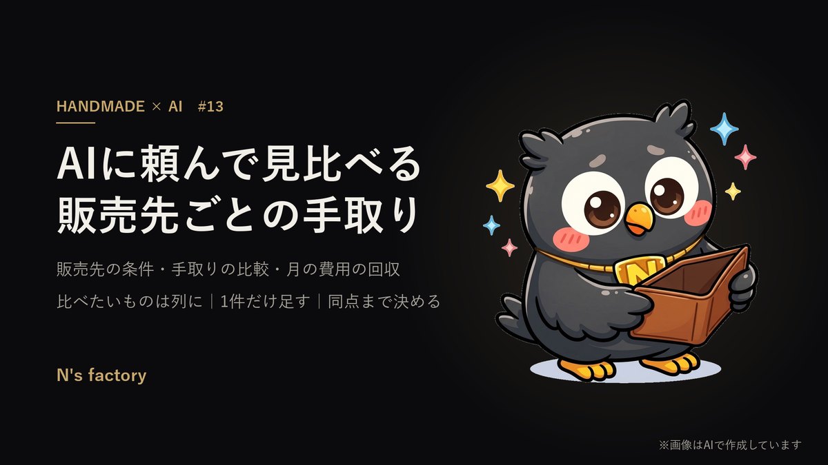 第13弾 販売チャネルの比較 の見出し画像(案内役の黒いフクロウ)