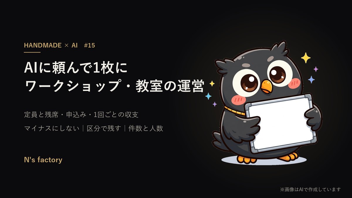 第15弾 ワークショップ・教室の運営 の見出し画像(案内役の黒いフクロウ)
