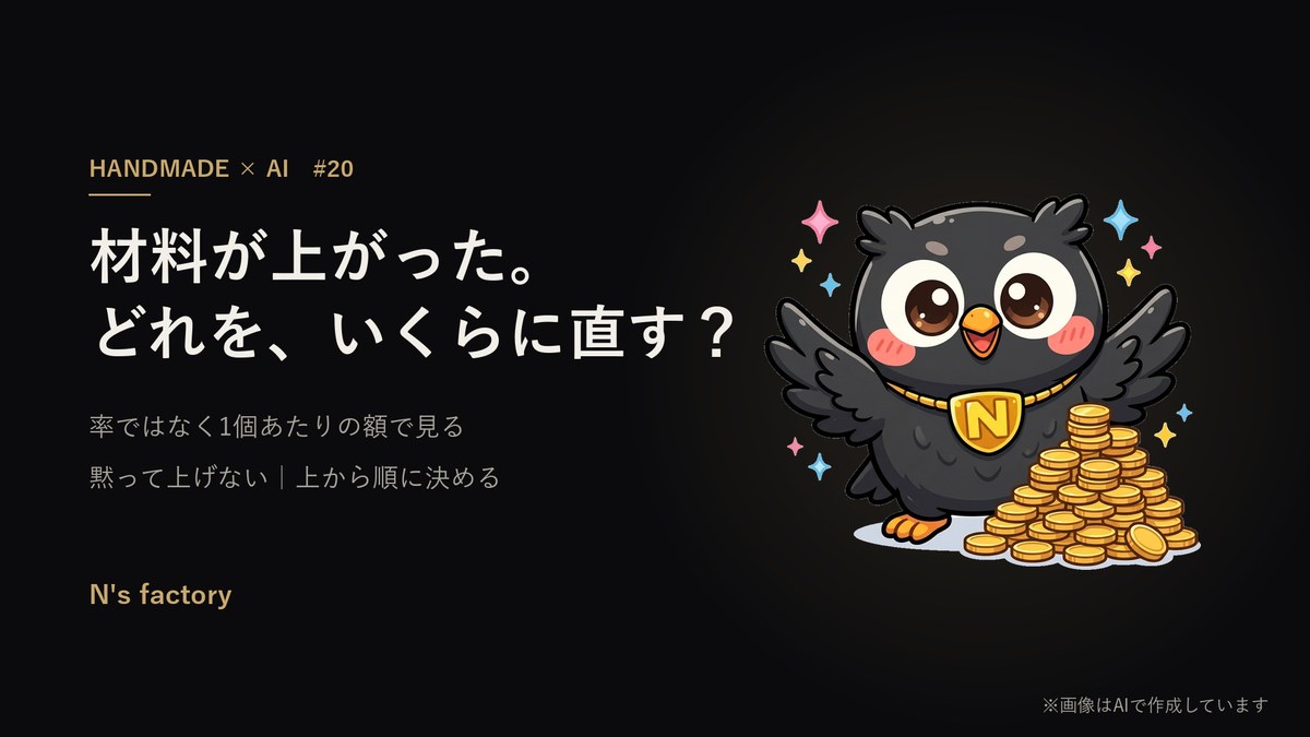 第20弾 材料の値上がりと価格改定 の見出し画像(案内役の黒いフクロウ)