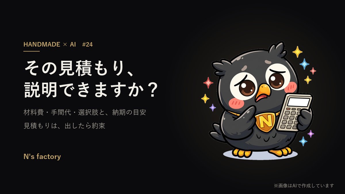第24弾 オーダーの見積もり表 の見出し画像(案内役の黒いフクロウ)